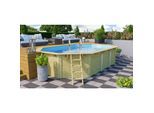 CHILLROI Achteckiger Massivholz Pool länglich, 358 x 569 x 124 cm, Modell 4 Inkl. Zubehör und Pool Leitern