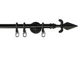 Gardinenstange GARESA "RUSTIKA", schwarz, L:260cm Ø:16mm, Metall, Gardinenstangen, Gardinenstange, rustikale Vorhanggarnitur, verlängerbar, m. Ringe, Endknopf Pfeil