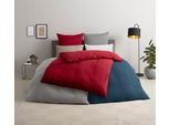Bettwäsche MY HOME "Desner", rot, B/L: 155cm x 220cm, 1 Stk., 1 Stk., Microfaser, B/L: 80cm x 80cm, 2, Microfaser, Obermaterial: 100% Polyester, Bettwäsche, Bettwäsche, Premium Qualität, 100 % Polyester, sehr weich, uni, ab 135x200 cm