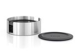 Glasuntersetzer BLOMUS "LARETO", silber (schwarz, silberfarben), H:4cm Ø:11,2cm, Edelstahl, Kunststoff, Untersetzer, Glasuntersetzer, aus Silikon