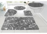 my home Badematte »Marble« Höhe 15 mm rutschhemmend beschichtet fussbodenheizungsgeeignet schnell trocknend strapazierfähig Badteppich, Marmor-Design, auch als 3-teiliges Badematten Set