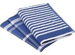 Geschirrtuch ROSS "Exclusiv", blau, 3 Stk., 100 % Baumwolle 50 % Baumwolle 50 % Leinen, 100% Baumwolle, 50% Baumwolle, 50% Leinen, Geschirrtücher, Geschirrtuch, 1x Küchen-Frottiertuch (Streifen) und 2 Geschirrtücher (Karodesign)