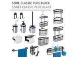 Badregal WENKO "Classic Plus Black", schwarz, B:12,5cm H:47cm T:26,5cm, Stahl, Regale, Badregal, 1 Ablage, 1 Korb