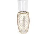 Kerzenständer KAYOOM "Kerzenständer Malibu 825", gold, B:28cm H:73cm T:28cm Ø:28cm, Glas, Metall, Kerzenhalter, Kerzenständer