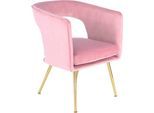 Stuhl KAYOOM "Jolene 125, Esszimmerstuhl,eleganter Stoffbezug", rosa, B:60cm H:77cm T:63cm, Sitz: Stoffbezug aus 100% Polyester / Gestell: 100% Eisen, Stühle, Stuhl, samtweicher Bezug, Rückenlehne und Armlehnen abgerundet
