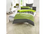 Bettwäsche H.I.S "Majoran", grün, B/L: 135cm x 200cm, 1 Stk., 1 Stk., Linon, B/L: 40cm x 80cm, 2 Stk., Linon, Obermaterial: 100% Baumwolle, Bettwäsche, Bettwäsche, gestreifte Bettwäsche in verschiedenen Qualitäten