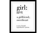 queence Bild "Girl" Humor Motivationsbilder Schriftzug Schwarz-Weiss Sprüche & Texte HD Premium Poster-Druck inkl. Holzrahmen