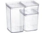 Vorratsdose ZELLER PRESENT, transparent, Lebensmittelaufbewahrungsbehälter, Vorratsdose, 3-teilig, stapelbar
