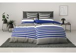 Bettwäsche H.I.S "Majoran", blau (marine), B/L: 240cm x 220cm, 1 Stk., 2 Stk., Linon, B/L: 80cm x 80cm & 80cm x 80cm, 3, Linon, Obermaterial: 100% Baumwolle, Bettwäsche, Bettwäsche, gestreifte Bettwäsche in verschiedenen Qualitäten