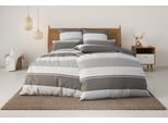 Bettwäsche HOME AFFAIRE "Yonne", grau, B/L: 200cm x 200cm, 1 Stk., 2 Stk., Renforcé, B/L: 80cm x 80cm, 3 Stk., Renforcé, Obermaterial: 100% Baumwolle, Bettwäsche, Bettwäsche, in frischen Farben, gestreifte Bettwäsche, ab Gr. 135x200 cm