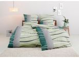 Bettwäsche MY HOME "Renu in Gr. 135x200 oder 155x220 cm", grün, B/L: 135cm x 200cm, 1 Stk., 1 Stk., Biber, B/L: 80cm x 40cm, 2 Stk., Biber, Obermaterial: 100% Baumwolle, Bettwäsche, Bettwäsche, Bettwäsche aus Baumwolle, grafische Bettwäsche mit Wellen-Design