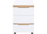 Container INNOSTYLE "Memphis Rollcontainer,45x66x55cm (B/H/T)", weiß (weiß, artisan eiche), B:45cm H:66cm T:55cm, Holzwerkstoff, MDF, Schränke, Rollcontainer, 3 Schubkästen, Soft-Close, ABS-Kantenschutz, 2 Rollen mit Bremse