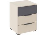 Nachtkommode RAUCH "Nachttisch-Set Nachtkonsole Beistelltisch Kommode Sideboard SAJO", beige (champagner, graumetallic), B:40cm H:52cm T:40cm, Holzwerkstoff, Sideboards, mit 3 Schubladen, obere Schublade farblich abgesetzt MADE IN GERMANY