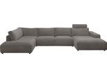 Wohnlandschaft MUSTERRING "Lucia U-Form", grau (dunkelgrau), B:434cm H:81cm T:204cm, Sofas, Wohnlandschaft, Verschiedene Farben, Cord-Bezug, Gesamtbreite 434 cm