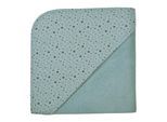 Kapuzenhandtuch WÖRNER "Sterne eisblau Kapuzenbadetuch 100/100", blau (eisblau), B:100cm L:100cm, Frottee, Frottier, Handtücher, obere Lage der Kapuze aus bedrucktem Single-Jersey