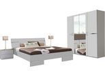Komplettschlafzimmer WIMEX "Anna", weiß (weiß, absetzung chrom), B/H: 180cm x 200cm, Holzwerkstoff, Schlafzimmermöbel-Sets, Spar Set