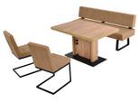 Polsterbank K+W KOMFORT & WOHNEN "Spider II", braun (cognac 71, schwarz), B:192cm H:88cm T:67cm, Sitzbänke, Polsterbank, Sitzsteppung, bequem durch Sandwichbauweise, Metallkufe in schwarz