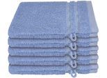 Waschhandschuh SCHIESSER "Milano im 5er Set", blau (hellblau), B:16cm L:22cm, Frottier, Handtücher, mit Webbordüre