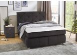 Boxspringbett JOCKENHÖFER GRUPPE "Bella erhältlich in 140 & 180cm Breite", grau (grau 485, 09), B:150cm L:226cm, Bettgestell und seitliche Einfassung der Matratzen: Mikrofaser, Samtähnlich (100% Polyester);Topper: 100% Polyurethan, Bezug (100% Polyester) abnehmbar und waschbar bis 60º C;Spiegelfläche der Matratze: 100% Polyester, Komplettbetten, Boxspringbett, mit Kaltschaum-Topper und Rauchglas-S