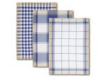 Geschirrtuch DYCKHOFF "KARO, Maße je Tuch ca. 50x70 cm, aus 100% Baumwolle", blau (blau, weiß, natur), B:50cm L:70cm, 100% Baumwolle, Geschirrtücher, Geschirrtuch, mit drei verschiedenen Motiven