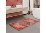 Badematte WECON HOME "Healing", rot, H:0,5mm, Polyester, Badematten, Badematte, Vintage, waschbar, rutschfest, schnell trocknend, robust, Badteppich