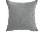 Kissenhülle DONE. "Touch", silber (silberfarben), B:45cm L:45cm, Polyester, Obermaterial: 57% Polyacryl, 43% Polyester, Kissenbezüge, Kissenhülle, Einfarbige Kissenhülle aus weichem Bouclé-Stoff