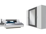 Schlafzimmer-Set WIMEX "Angie", weiß (weiß, graphitfarben), Setmit Kleiderschrank Breite 225cm, Bett Liegefläche 160, B/H: 160cm, Setmit Kleiderschrank Breite 225cm, Bett Liegefläche 160, Schlafzimmermöbel-Sets