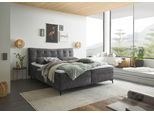 Boxbett ED EXCITING DESIGN "Melrose", grau (anthrazit), B:162cm L:210cm, 100% Polyester, Komplettbetten, Boxspringbett, inkl. Topper
