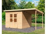Gartenhaus KARIBU "Baggersee 5", beige (naturbelassen), ohne Fußboden, ohne Dacheindeckung, Holzwerkstoff, Gartenhäuser, Gartenhaus