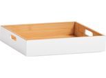 Tablett ZELLER PRESENT, weiß, B:30cm H:6cm T:27cm, Bambus, Tabletts, auch als Aufbewahrungskiste geeignet