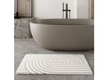 Badematte WECON HOME BASICS "Hilda", beige, H:15mm, Polyester, Badematten, Badematte, waschbar, rutschfest, strapazierfähig, pflegeleicht mit Retro Muster