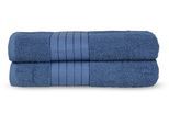 Badetuch GOOD MORNING "Uni Towels", blau (blau, denim, denimfarben), B:70cm L:140cm, Frottee, Obermaterial: 100% Baumwolle, Handtücher, Badetuch, Baumwolle, Walkfrottee, Bordüre, 500 GSM, Einfarbig, ohne Aufhängung