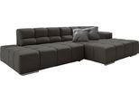 Ecksofa DESIGNWERK "Temple, Designsofa trifft hohen Sitzkomfort, L-Form", schwarz (charcoal), B:286cm T:169cm, 100% Polyester, Sofas, Ecksofa, mit Sitztiefenverstellung