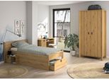 Schlafzimmer-Set GAMI, braun (eiche helvezia gebleicht), ohne Matratze, B/H: 90cm x 200cm, Holzwerkstoff, Schlafzimmermöbel-Sets