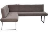 Eckbank K+W KOMFORT & WOHNEN, braun (hellbraun), B:157cm H:87cm T:207cm, Sitzbänke, Eckbank, Polstereckbank in Spitzkissenoptik, Sitz und Rücken gesteppt