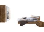 Schlafzimmer-Set WIMEX "Petra/Pamela", braun (plankeneichefarben, weißglas), B/H: 180cm x 200cm, Schlafzimmermöbel-Sets