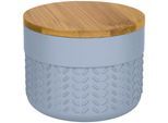 Aufbewahrungsdose KLEINE WOLKE "Dash", blau (iceblau), B:8cm H:10cm T:10cm, Bambus, Polyresin (Kunststein), Aufbewahrungsboxen