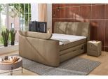 Boxspringbett JOCKENHÖFER GRUPPE "Bel Air erhältlich in der Größe 180x200cm", braun (schlamm 513, 18), B:198cm L:245cm, Bezug Bett: Microfaser (100% Polyester);Topper und Matratzenspiegel: 100% Polyester, Komplettbetten, Boxspringbett, mit versenkbarem TV-Lift und Fernbedienung, Bettkasten/Stauraum