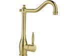 Küchenarmatur SCHOCK "Resi", gold, B:20,5cm H:31cm Ø:5cm, Edelstahl, Armaturen, Festauslauf, Flüsterperlator, Schwenkbereich 360