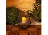 LED Solarleuchte NÄVE "Plasto", braun, B:26cm H:30,5cm L:26cm, Leuchten, Solar, Balkon Terrassen Lampe Tischlampe Flackereffekt Solarlampe