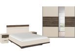 Schlafzimmer-Set RAUCH "Komplettschlafzimmer Schlafzimmer Schlafzimmermöbel SAJO", beige (champagner, atlantic oak dunkel), Mit Spiegel + ohne Matratze, B/H: 160cm x 200cm, Mit Spiegel, Holzwerkstoff, Schlafzimmermöbel-Sets, optional mit Spiegel am Kleiderschrank MADE IN GERMANY