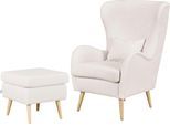 Sessel HOME AFFAIRE "Salla auch in Fellimitat und Feincord, viele Bezugsarten, Ohrensessel", beige (natur), H:118cm T:94cm, Struktur (100% Polyester), Sessel, Sessel, wahlweise mit oder ohne Hocker; großer Sessel: Maße B/T/H: 78/94/118cm