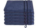 Waschhandschuh SCHIESSER "Milano im 5er Set", blau (marine), B:16cm L:22cm, Frottier, Handtücher, mit Webbordüre