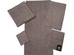 Waschhandschuh ROSS "Cashmere feeling", grau (flanell), B:16cm L:22cm, Frottier, Baumwolle, Handtücher, mit Wellen-Bordüre
