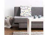 Dekokissen QUEENCE "Connor", bunt (bunt, bedruckt), B:40cm L:40cm, Polyester, Dekokissen_Sitzkissen_Kissenhüllen, mit einer bunten Lichterkette