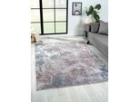 Teppich "Avery", blau (grau, blau, braun), B:160cm H:10mm L:230cm, Polyester, MYFLAIR MÖBEL & ACCESSOIRES, Teppiche, Teppich, Kurzflor, modernes Design, waschbar, In- und Outdoor geeignet