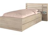 Stauraumbett PARISOT "Escale", beige (157, japanische eiche nachbildung), Betten, Stauraumbett, inklusive 2 Schubkästen auf Rollen