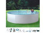 Rundpool KONIFERA "AMRUM 2", weiß, H:90cm Ø:360cm, Schwimmbecken, Rundpool, inkl. umfangreichem Zubehör, Tiefe 90 cm, versch. Größen