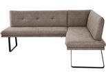 Eckbank K+W KOMFORT & WOHNEN, braun (schlamm), B:207cm H:87cm T:157cm, Sitzbänke, Eckbank, Polstereckbank in Spitzkissenoptik, Sitz und Rücken gesteppt