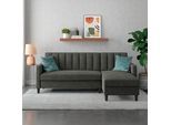 Ecksofa DOREL HOME "Celine, L-Form", grau (anthrazit), B:213cm H:83cm T:154cm, Webstoff, 100% Polyester, Sofas, Ecksofa, mit Bett-Funktion und Stauraum. Recamiere beidseitig montierbar